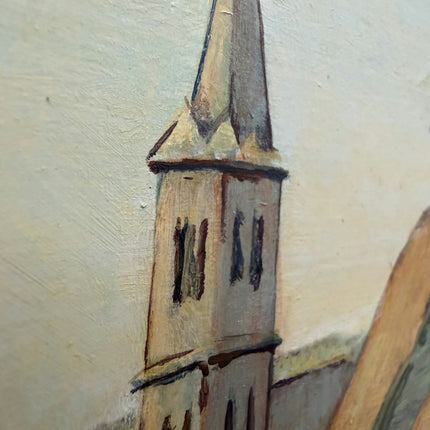 Detailed Cityscape Oil Painting "Village Street" Handcrafted Art Holland Art Shop