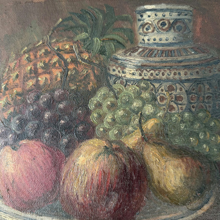 19th Century Antique Still Life Oil Painting "Fruit Plate" Small Art Holland Art Shop