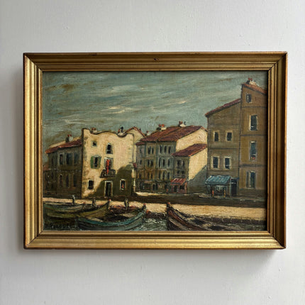 Rustic Harbor Scene Oil Painting "Docked Boats" Timeless Art Holland Art Shop