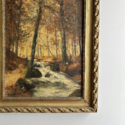 Vintage Landscape Oil Painting "Autumn Stream" Traditional Belgique Artwork Holland Art Shop