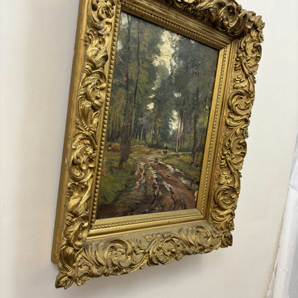 19th Century Antique Landscape Oil Painting "Forest Path" Art Holland Art Shop