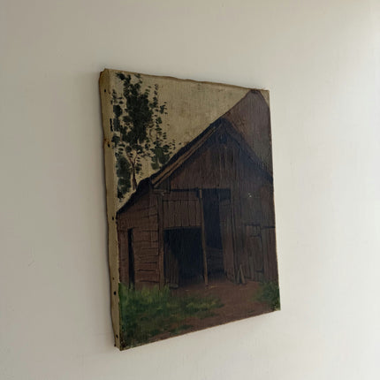 Handcrafted Cityscape Oil Painting "Old Barn" Original Small Artwork Holland Art Shop