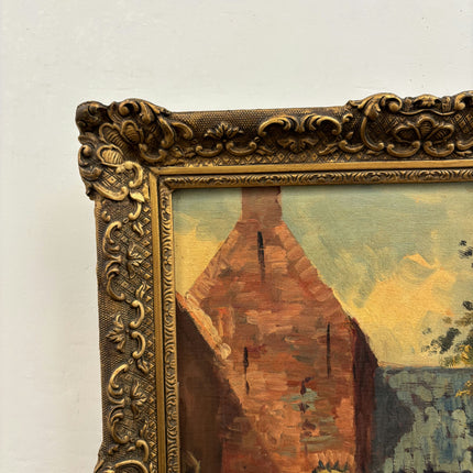 Authentic Cityscape Oil Painting "Stone Bridge" Handcrafted Art Holland Art Shop