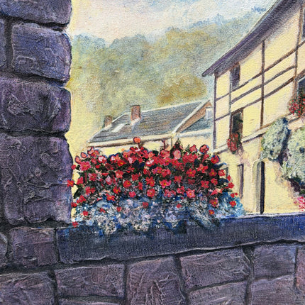 Original Cityscape Acrylic Paint "Stone Wall" Vintage Art Holland Art Shop