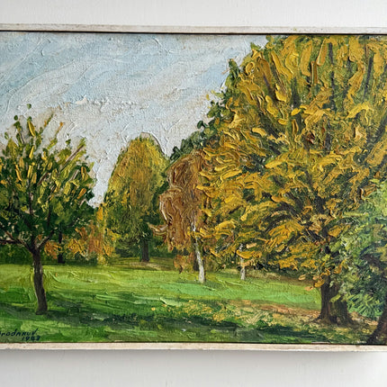 Vintage Landscape Oil Painting "Golden Tree" Handcrafted Artwork Holland Art Shop