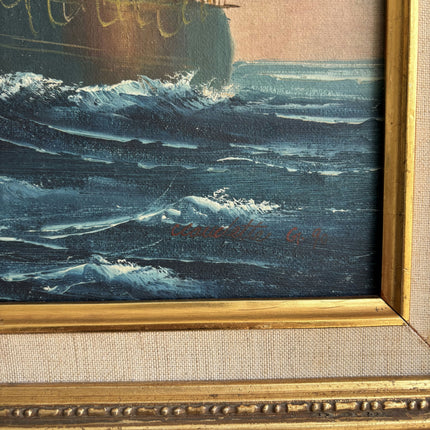 Expressive Seascape Oil Painting "Sailing Ship" Traditional Artwork Holland Art Shop
