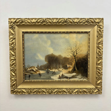 Original Winter Landscape Oil Painting "Gilded Frame" Classic Art Holland Art Shop