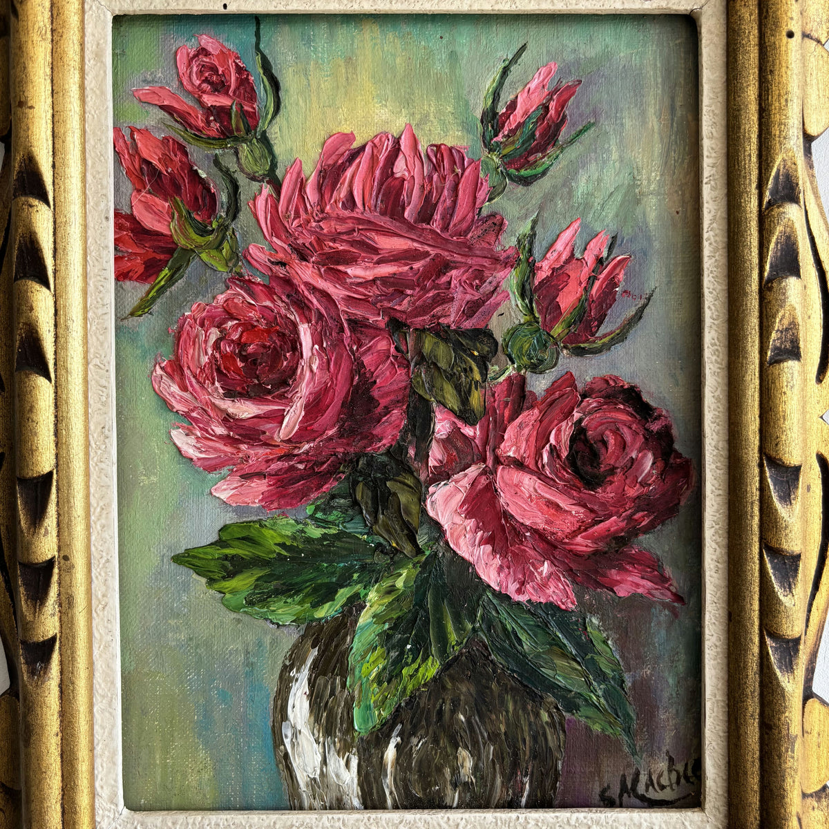 Expressive Floral Still Life Oil Painting 