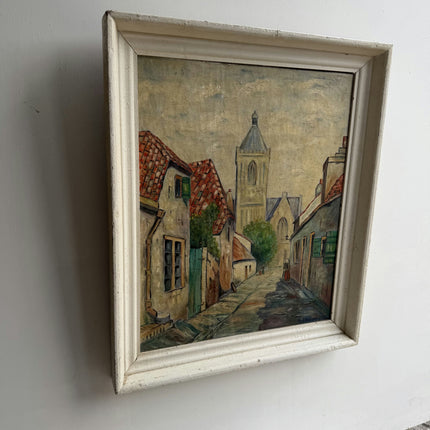 Refined Cityscape Oil Painting "Town Street" Original Art Holland Art Shop