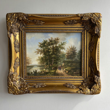 Classic Landscape Oil Painting "Ornate Frame" Original Small Artwork Holland Art Shop