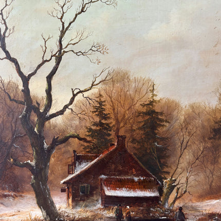 Expressive Oil Painting Winter Landscape "Winter Walkers" Intriguing Medium Art