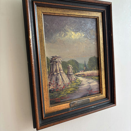 Traditional Landscape Oil Painting "Haystack Group" Detailed Small Art Holland Art Shop