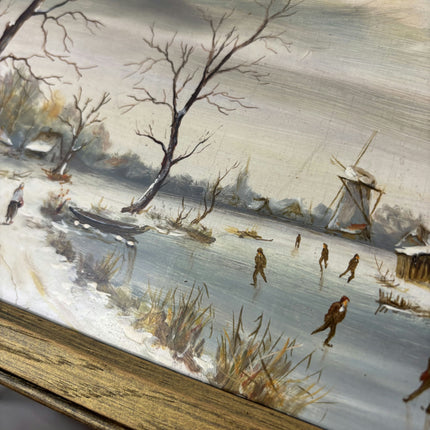 Authentic Winter Landscape Oil Painting "Leafless Tree" Elegant Small Art Holland Art Shop