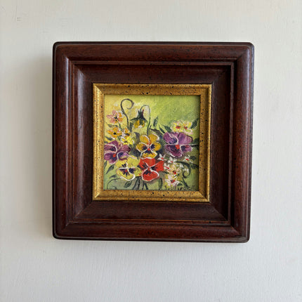 Handcrafted Floral Still Life Oil Painting "Framed Flowers" Authentic Small Art Holland Art Shop
