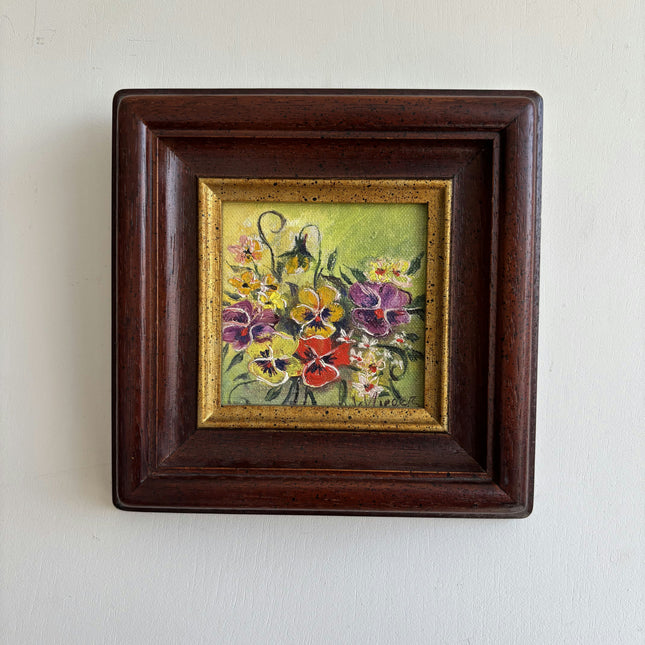 Handcrafted Floral Still Life Oil Painting "Framed Flowers" Authentic Small Art Holland Art Shop