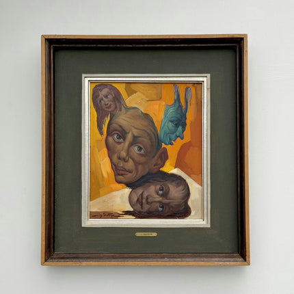Refined Figurative Oil Painting "Three Heads" Rustic Art Holland Art Shop