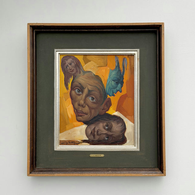 Refined Figurative Oil Painting "Three Heads" Rustic Art Holland Art Shop
