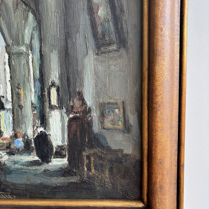 Classic Church Interior Oil Painting "Gilded Frame" Rustic Belgique Art Holland Art Shop