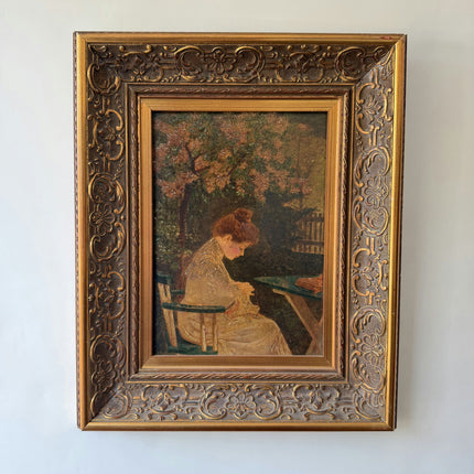 Antique Portrait Oil Painting "Seated Woman" Original Artwork Holland Art Shop
