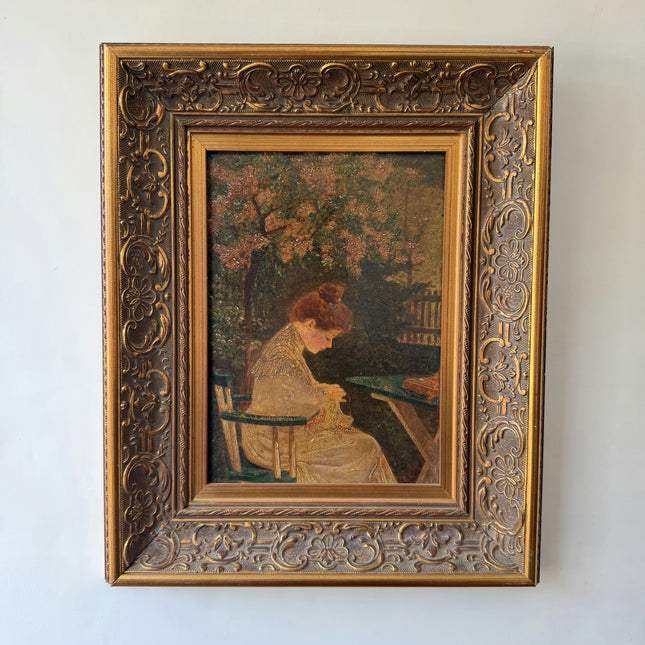 Antique Portrait Oil Painting "Seated Woman" Original Artwork Holland Art Shop