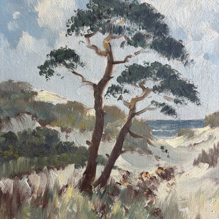 Original Seascape Oil Painting "Coastal Tree" Detailed Small Art Holland Art Shop