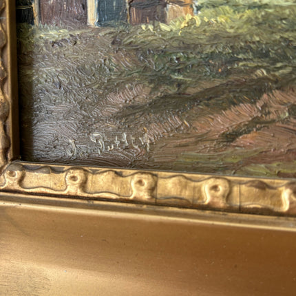 19th Century Antique Interior Oil Painting "Thatched Cottage" Small Art Holland Art Shop