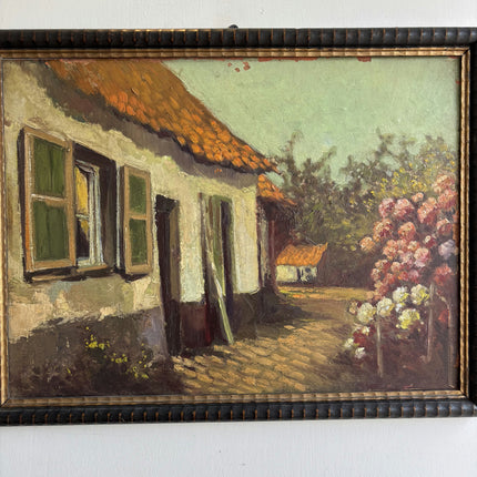 Vintage Cityscape Oil Painting "Thatched Cottage" Timeless French Artwork Holland Art Shop