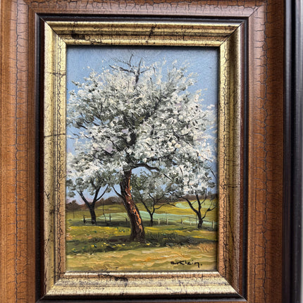 Elegant Landscape Oil Painting "Blossom Tree" Handcrafted Small Artwork Holland Art Shop