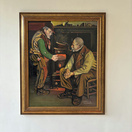 Elegant Interior Oil Painting "Two Men" Detailed Art Holland Art Shop