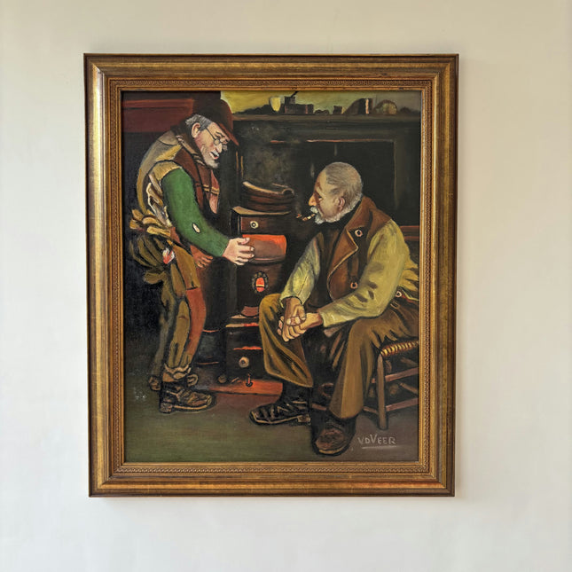 Elegant Interior Oil Painting "Two Men" Detailed Art Holland Art Shop