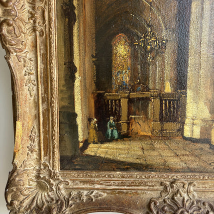 Handcrafted Church Interior Oil Painting "Ornate Frame" Elegant Art Holland Art Shop