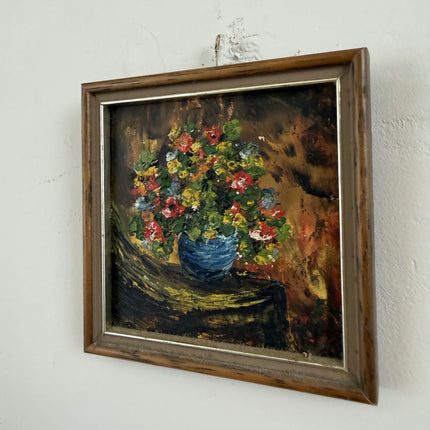 Classic Floral Still Life Oil Painting "Blue Vase" Expressive Small Artwork Holland Art Shop