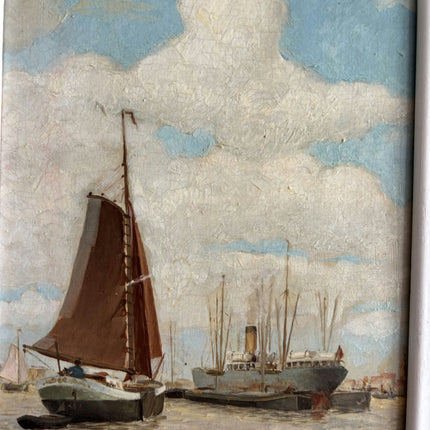 Handcrafted Harbor Scene Oil Painting "Ornate Frame" Traditional Artwork Holland Art Shop