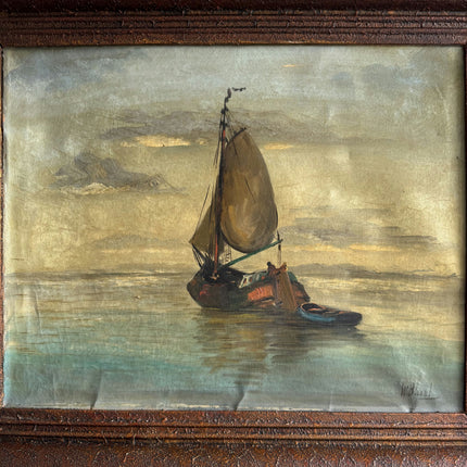 Vintage Seascape Oil Painting "Fishing Boat" Elegant Art Holland Art Shop