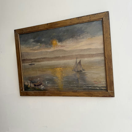 Original Harbor Scene Oil Painting "Sailing Boat" Timeless Artwork Holland Art Shop
