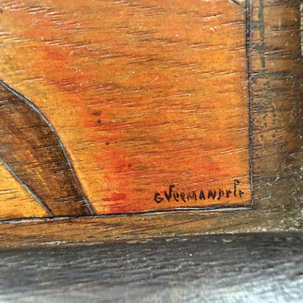 Handcrafted Figurative Oil Painting "Man Spearing" Traditional Small Art Holland Art Shop