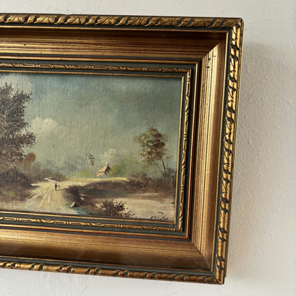 Fine Oil Painting Landscape "Walking Figures" Intriguing Small Artwork