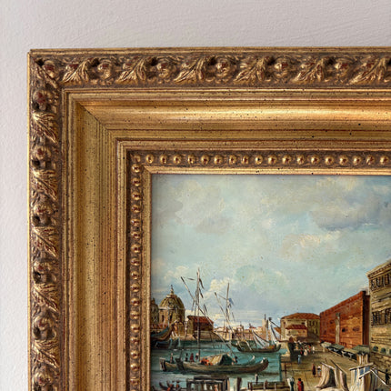 Refined Oil Painting Harbor Scene "Canal Scene" Wonderful Small Artwork Holland Art Shop