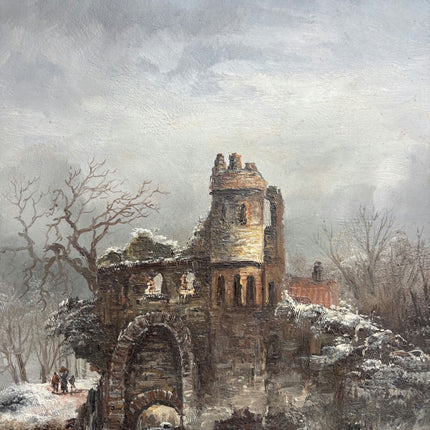 Vintage Winter Landscape Oil Painting "Gilded Frame" Elegant Dutch Artwork Holland Art Shop