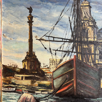 Handcrafted Harbor Scene Oil Painting "Docked Gondola" Original Art Holland Art Shop
