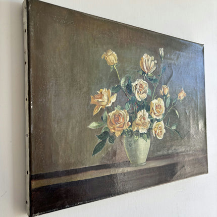 Detailed Floral Still Life Oil Painting "Yellow Roses" Timeless Small Art Holland Art Shop