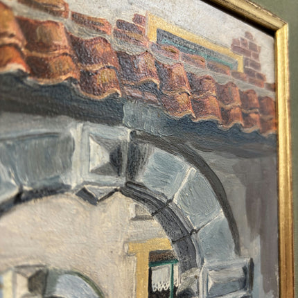 Detailed Cityscape Oil Painting "Arched Doorway" Authentic Artwork Holland Art Shop