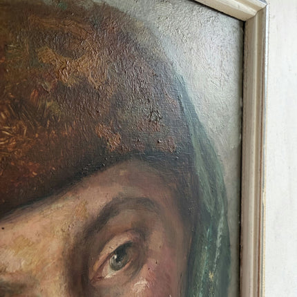 Classic Portrait Oil Painting "Woman Withscarf" Handcrafted Small Artwork Holland Art Shop