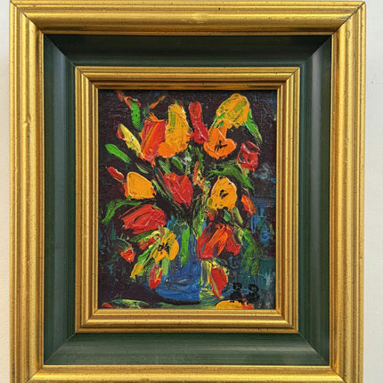 Rustic Floral Still Life Oil Painting "Flower Vase" Timeless Small Artwork Holland Art Shop