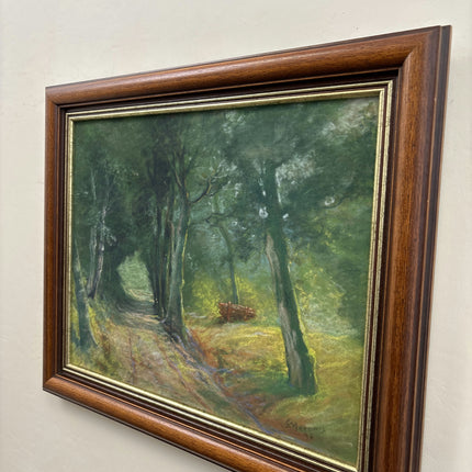 Vintage Landscape Oil Painting "Forest Path" Rustic Artwork Holland Art Shop