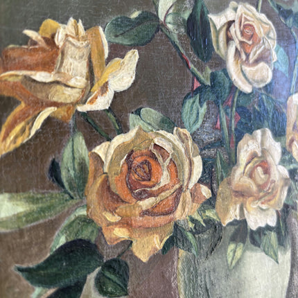 Detailed Floral Still Life Oil Painting "Yellow Roses" Timeless Small Art Holland Art Shop
