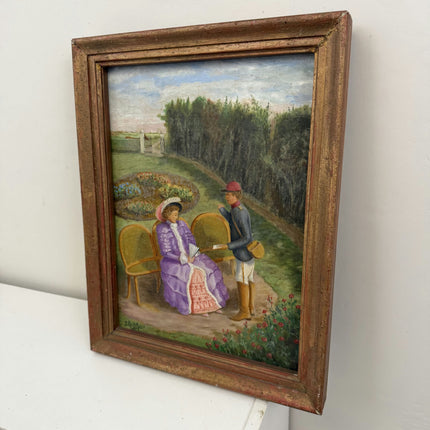 Rustic Portrait Oil Painting "Seated Woman" Vintage Small Artwork Holland Art Shop