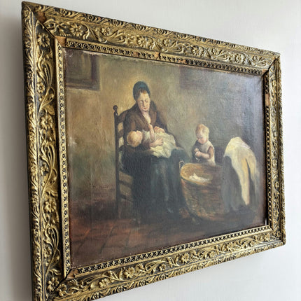 Elegant Figurative Oil Painting "Nursing Mother" Original Dutch Art Holland Art Shop