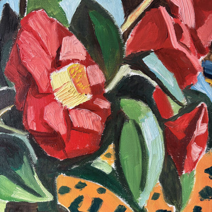Classic Floral Still Life Oil Painting "Green Vase" Rustic Art Holland Art Shop