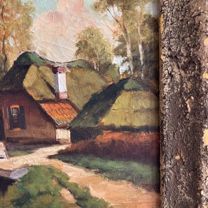 Handcrafted Farm Oil Painting "Thatched Cottage" Refined Artwork Holland Art Shop